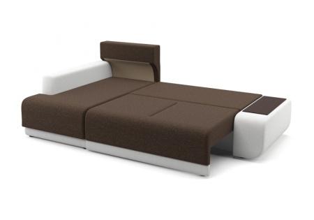 Диван угловой Соло коричневый / белый