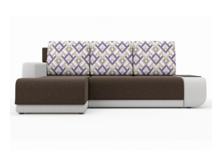 Диван угловой Соло коричневый / белый