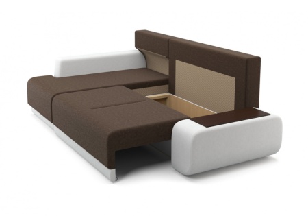 Диван угловой Соло коричневый / белый